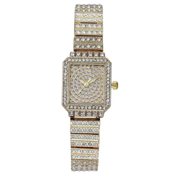 Women’s Elegant Full Diamond Square Watch for Parties and Everyday Wear