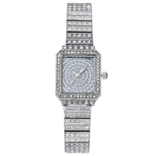 Luxurious Small Square Watch with Sparkling Diamonds