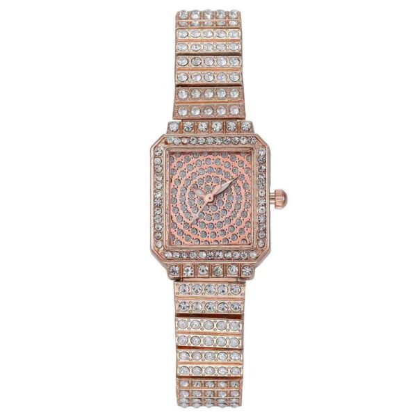 Hot Selling Fashion Diamond Square Watch with Small Square Dial