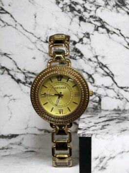 Elegant Gold Stainless Steel Watch for Women – Classic Round