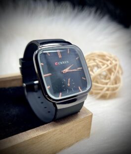 Men’s Black Rubber Strap Square Analogue Watch – Sporty & Stylish
