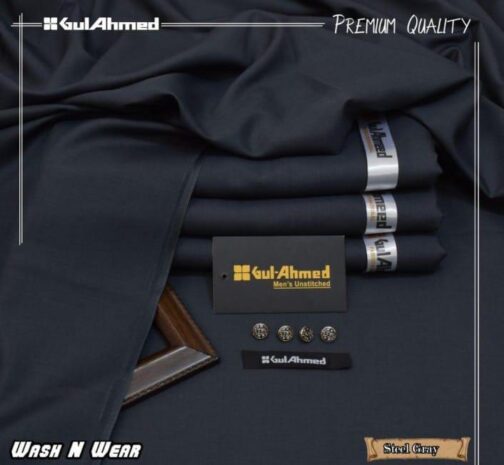 Gul Ahmed Summer Wash & Wear Unstitched Suit – Cool Grey (Exclusive by Scentique Style) - Image 3