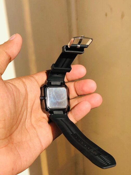 Men’s Black Rubber Strap Square Analogue Watch – Sporty & Stylish - Image 3