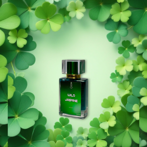 Wild Jasmine perfume with floral and spice elements surrounding the bottle