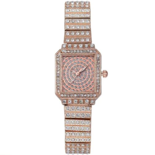 Diamond-Encrusted Square Dial Watch for Women - Image 4