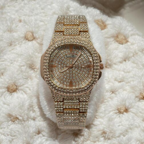 Elegant Golden Chain Strap Square Watch for Women – Water-Resistant