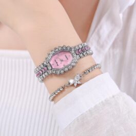 Square Full Diamond Starry Sky Watch for Women – FREE Matching Bracelet