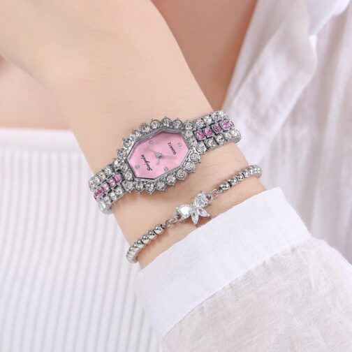Square Full Diamond Starry Sky Watch for Women – FREE Matching Bracelet