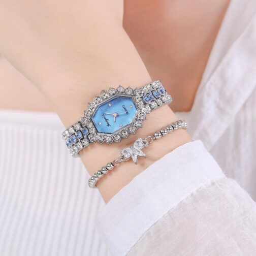 Square Full Diamond Starry Sky Watch for Women – FREE Matching Bracelet - Image 4