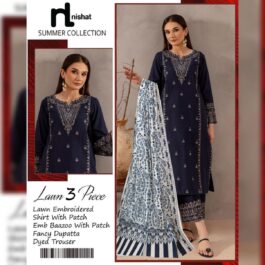 Nishat Eid Edition – Blue & Green Embroidered Lawn 3-Piece Suit (Exclusive at Scentique Style)