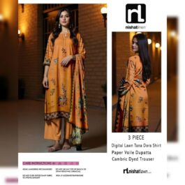 Nishat Eid Lawn 3-Piece Digital Print Suit – Green & Orange (Scentique Style Exclusive)
