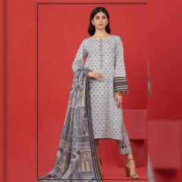 Summer Vibes 3Pc Khaddar Suit – Unstitched Printed Lawn for Women (Breathable & Stylish)