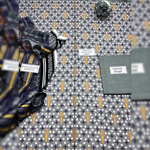 Summer-ready 3 piece unstitched khaddar suit with soft fabric