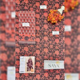 Saya 3Pc Lawn Eid Suit – Rich Green & Maroon Printed | Scentique Style