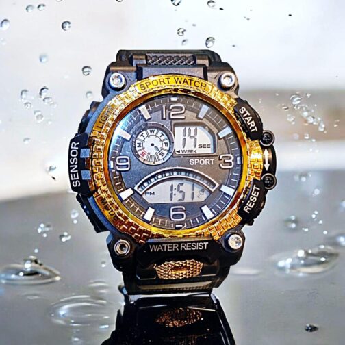 Bold Men’s Sports Watch – Water-Resistant with Plain Strap